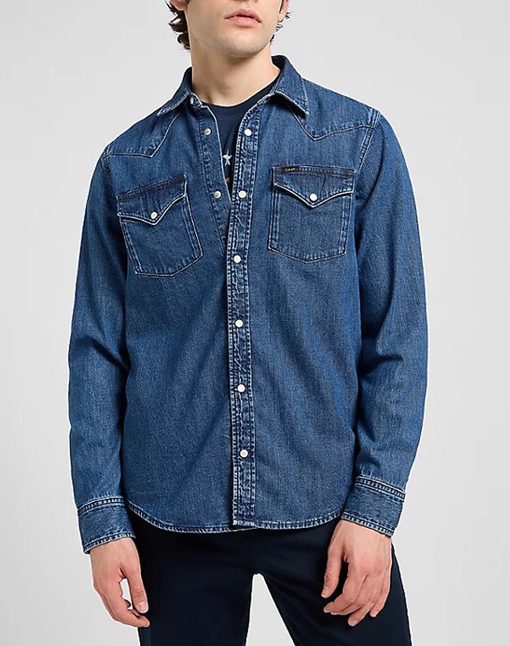 LEE REGULAR WESTERN SHIRT 112370562-ROARING RAPID DenimBlue