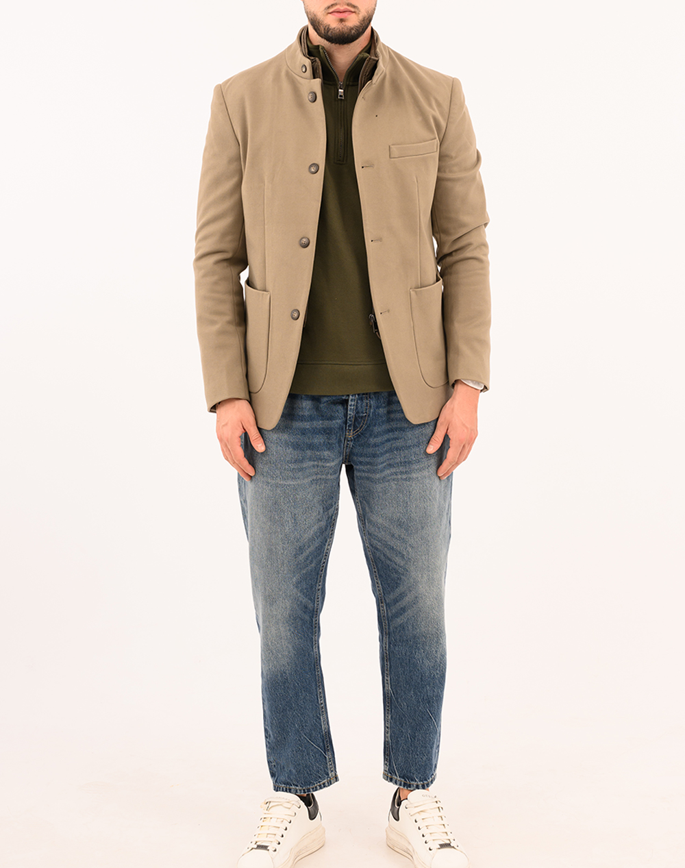 19V69 ΣΑΚΑΚΙ ΜΕ ΜΟΣΤΡΑ 84%POLYESTER-14%VISCOSE-2%SPANDEX 08.36.DANIEL MOSTRA-KHAKI Khaki φωτογραφία