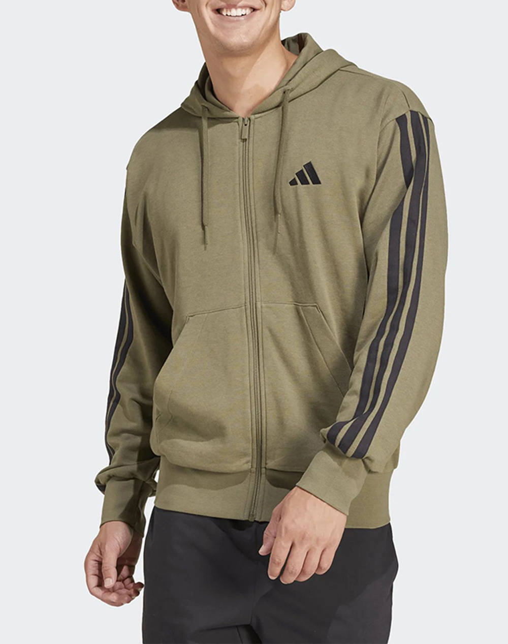 ADIDAS M 3S FT FZ HD JD1875-OLISTR/BLACK Olive