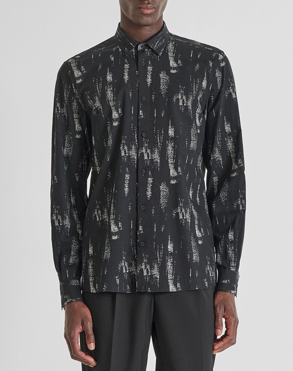 ANTONY MORATO MMSL00614FA430650 MIN OF 6 SHIRT BARCELONA REGULAR STRAIGHT FIT IN PRINTED COTTON VISCOSE BLEND FABRIC WITH LOGOED METAL BADGE ΜΠΛΟΥΖΑ Α