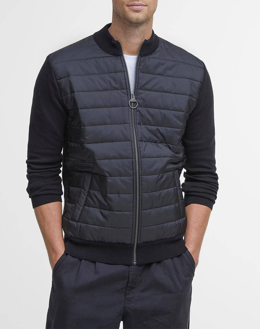BARBOUR ESSENTIAL CARN BAFFLE ZIP THROUGH KNITTED JUMPER MKN1104-BRBK31 JetBlack