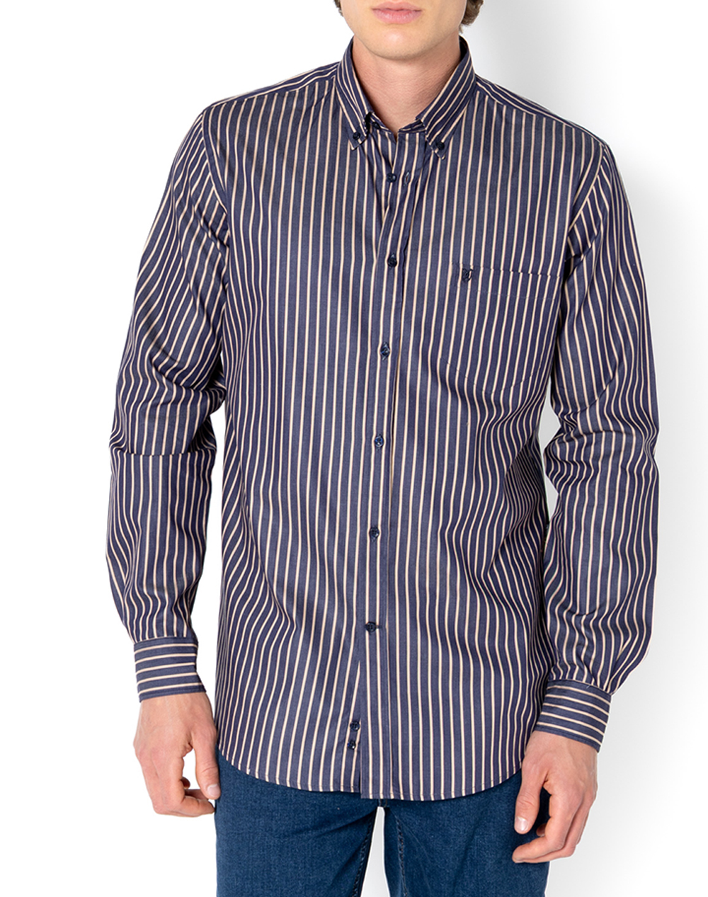 THE BOSTONIANS ΠΟΥΚΑΜΙΣΟ ACORN TWILL REGULAR FIT Stripe TWILL Button-down Regular FIT 3AAS4885-DARK Mixed