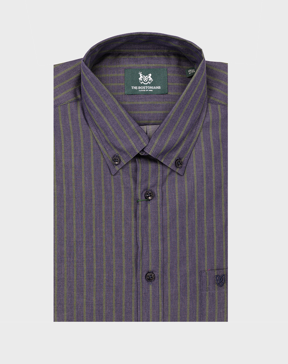 THE BOSTONIANS ΠΟΥΚΑΜΙΣΟ ACORN TWILL REGULAR FIT Stripe TWILL Button-down Regular FIT 3AAS4885-DARK Multi