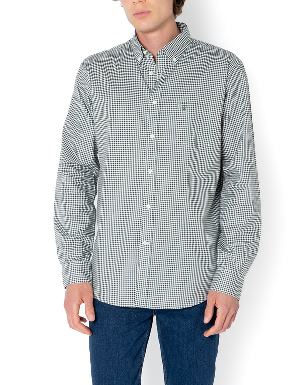THE BOSTONIANS ΠΟΥΚΑΜΙΣΟ CHESTER TWILL REGULAR FIT MiniCheck TWILL Button-down Regular FIT 3AACH8495-DARK DarkGreen