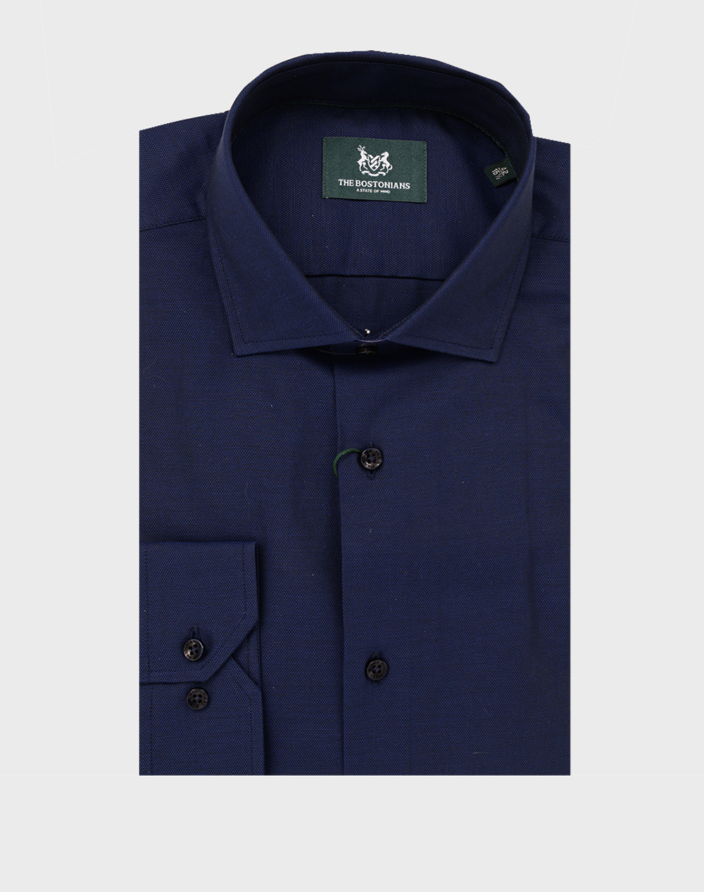 THE BOSTONIANS ΠΟΥΚΑΜΙΣΟ DOBBY CUSTOM FIT Patterned DOBBY Semi-rex Custom Fit 3ANP2128-DARK DarkBlue