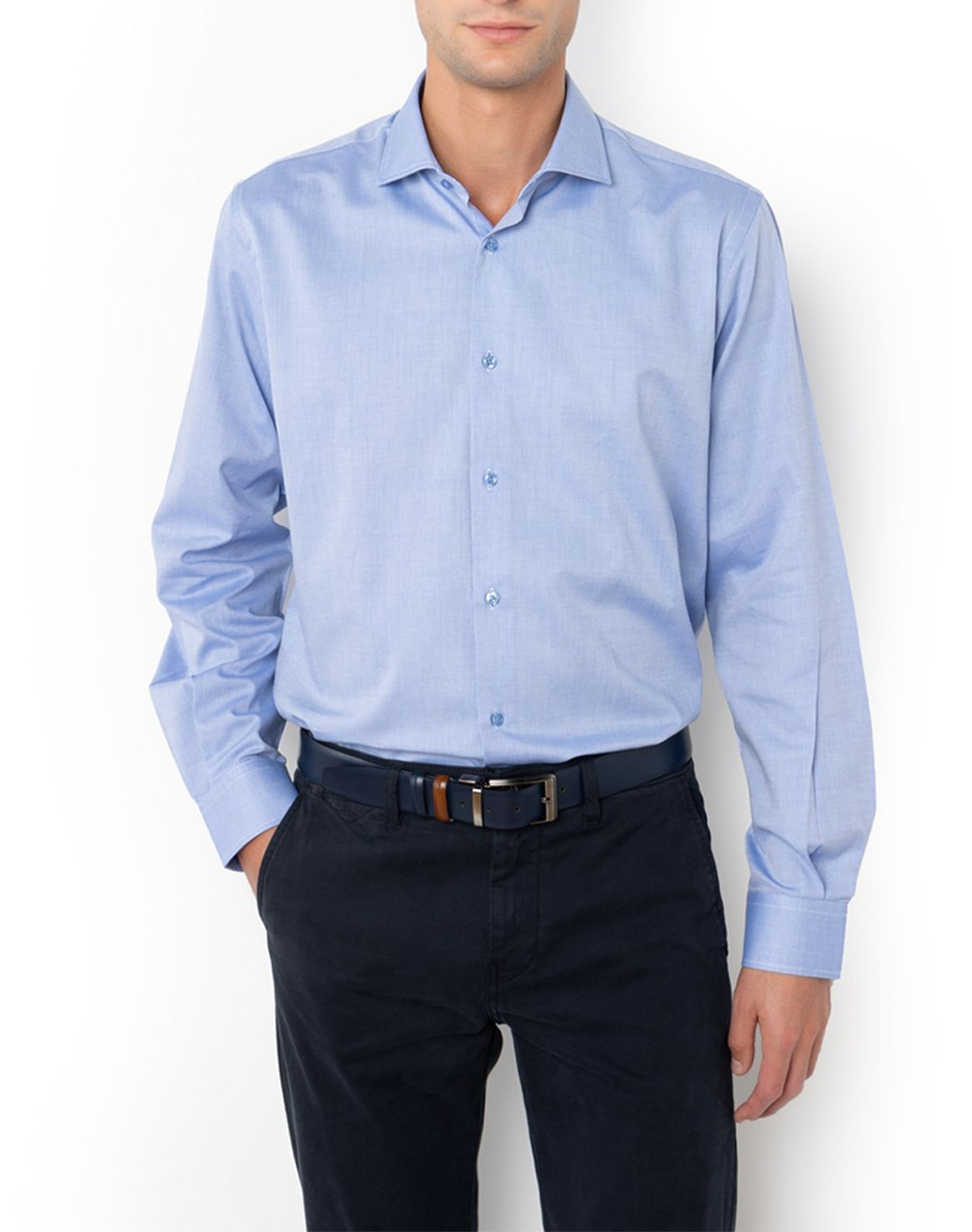 THE BOSTONIANS ΠΟΥΚΑΜΙΣΟ DOBBY CUSTOM FIT Patterned DOBBY Semi-rex Custom Fit 3ANP2128-LIGHT LightBlue