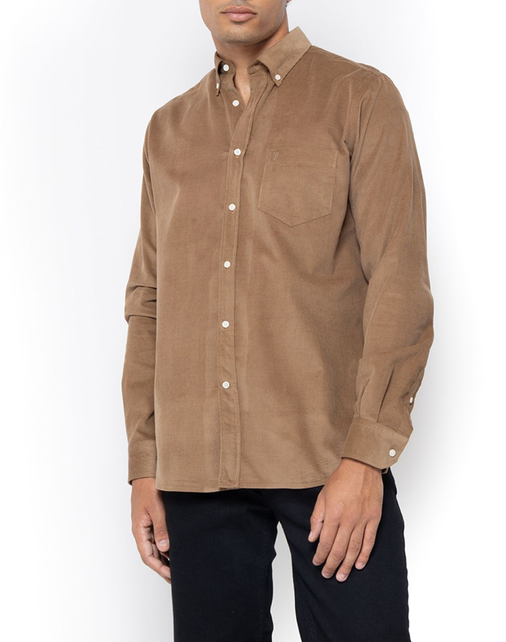 THE BOSTONIANS ΠΟΥΚΑΜΙΣΟ ΚΟΤΛΕ REGULAR FIT PLAIN CORDUROY Button-down Regular FIT 3AAP2354-CIGAR CookieBrown