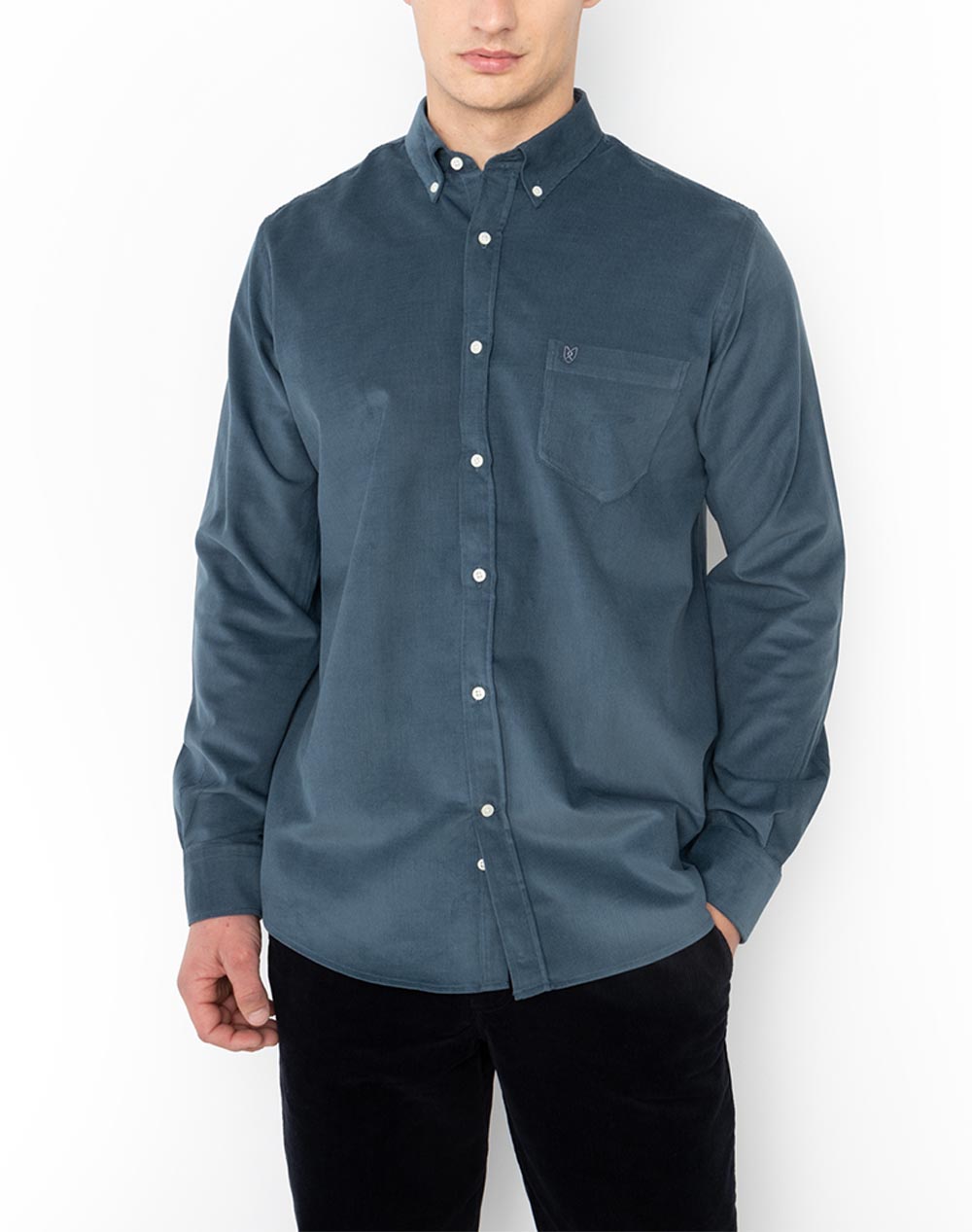 THE BOSTONIANS ΠΟΥΚΑΜΙΣΟ ΚΟΤΛΕ REGULAR FIT PLAIN CORDUROY Button-down Regular FIT 3AAP2354-INDIGO Indigo