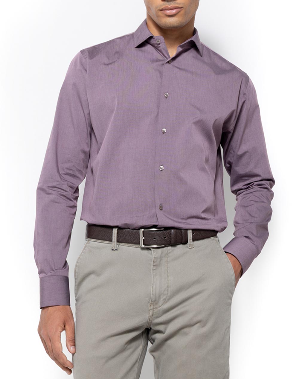 THE BOSTONIANS ΠΟΥΚΑΜΙΣΟ ΠΟΠΛΙΝΑ CUSTOM FIT Plain POPLIN Semi-rex Custom FIT 3ANP2430X-BURGUNDY Bordeux