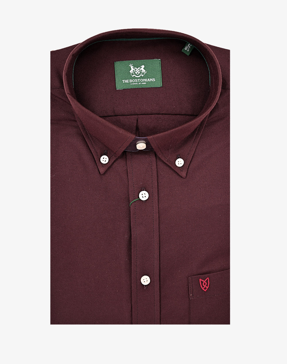 THE BOSTONIANS ΠΟΥΚΑΜΙΣΟ TWILL REGULAR FIT Plain TWILL Button-down Regular FIT 3AAP2341-BURGUNDY Bordeux