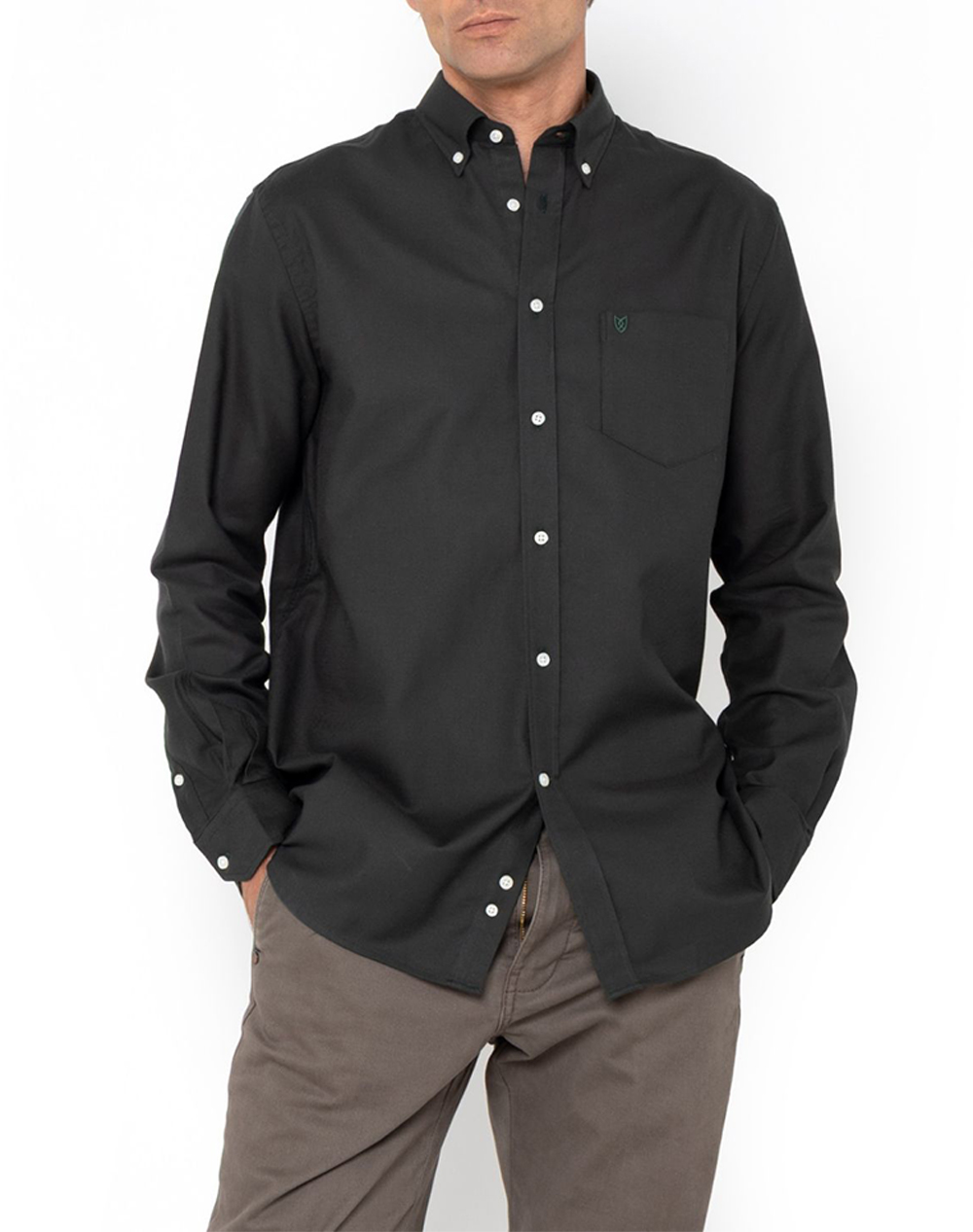 THE BOSTONIANS ΠΟΥΚΑΜΙΣΟ TWILL REGULAR FIT Plain TWILL Button-down Regular FIT 3AAP2341-OLIVE DarkGreen