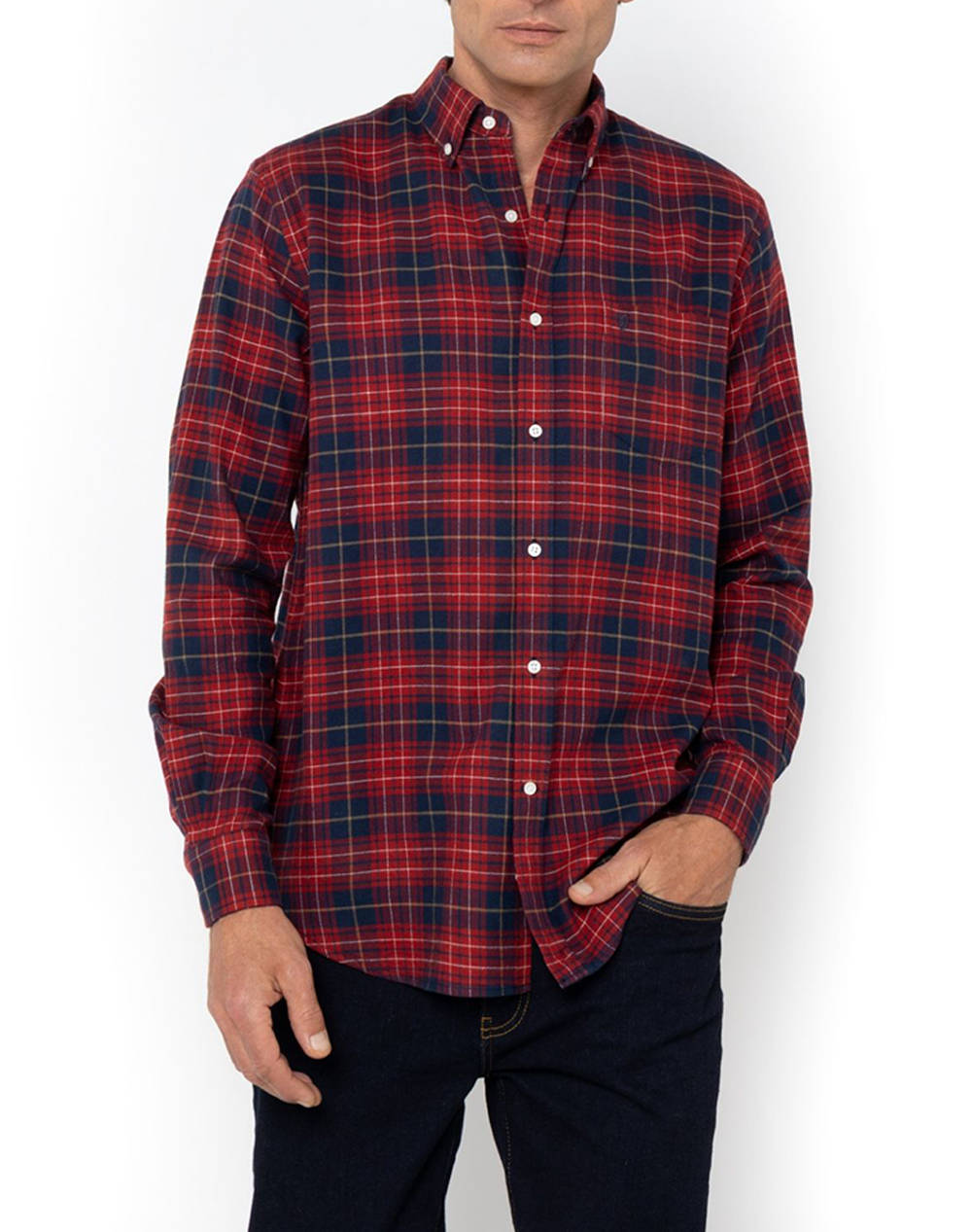 THE BOSTONIANS ΠΟΥΚΑΜΙΣΟ COPLEY FLANNEL REGULAR FIT BigCheck FLANNEL Button-down Regular FIT 3AACH8643-RED Red