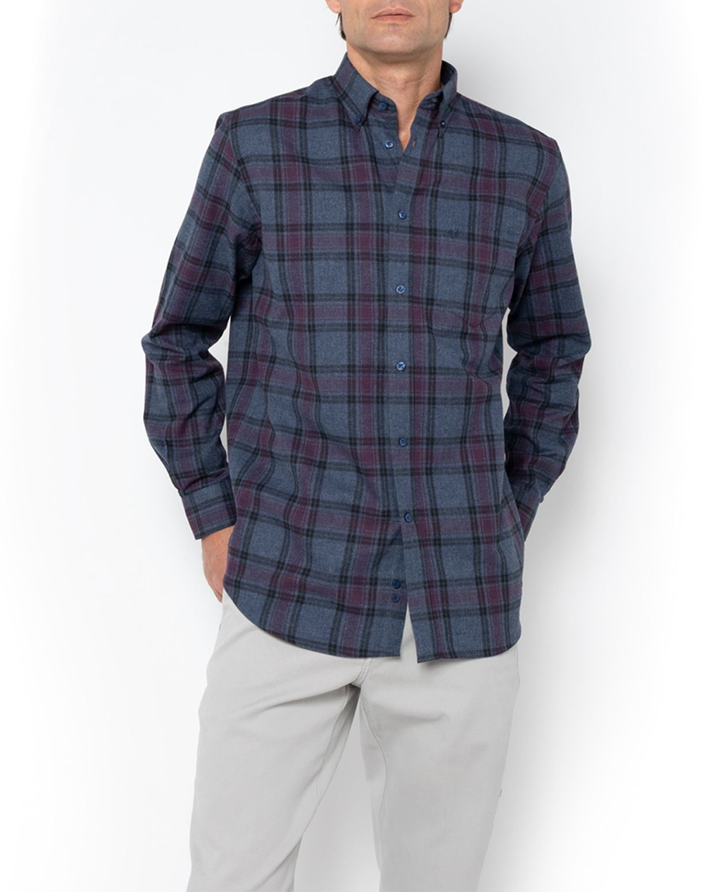 THE BOSTONIANS THE BOSTONIANS ΠΟΥΚΑΜΙΣΟ COPLEY FLANNEL REGULAR FIT BigCheck FLANNEL Button-down Regular FIT 3AACH8642-DARK Indigo