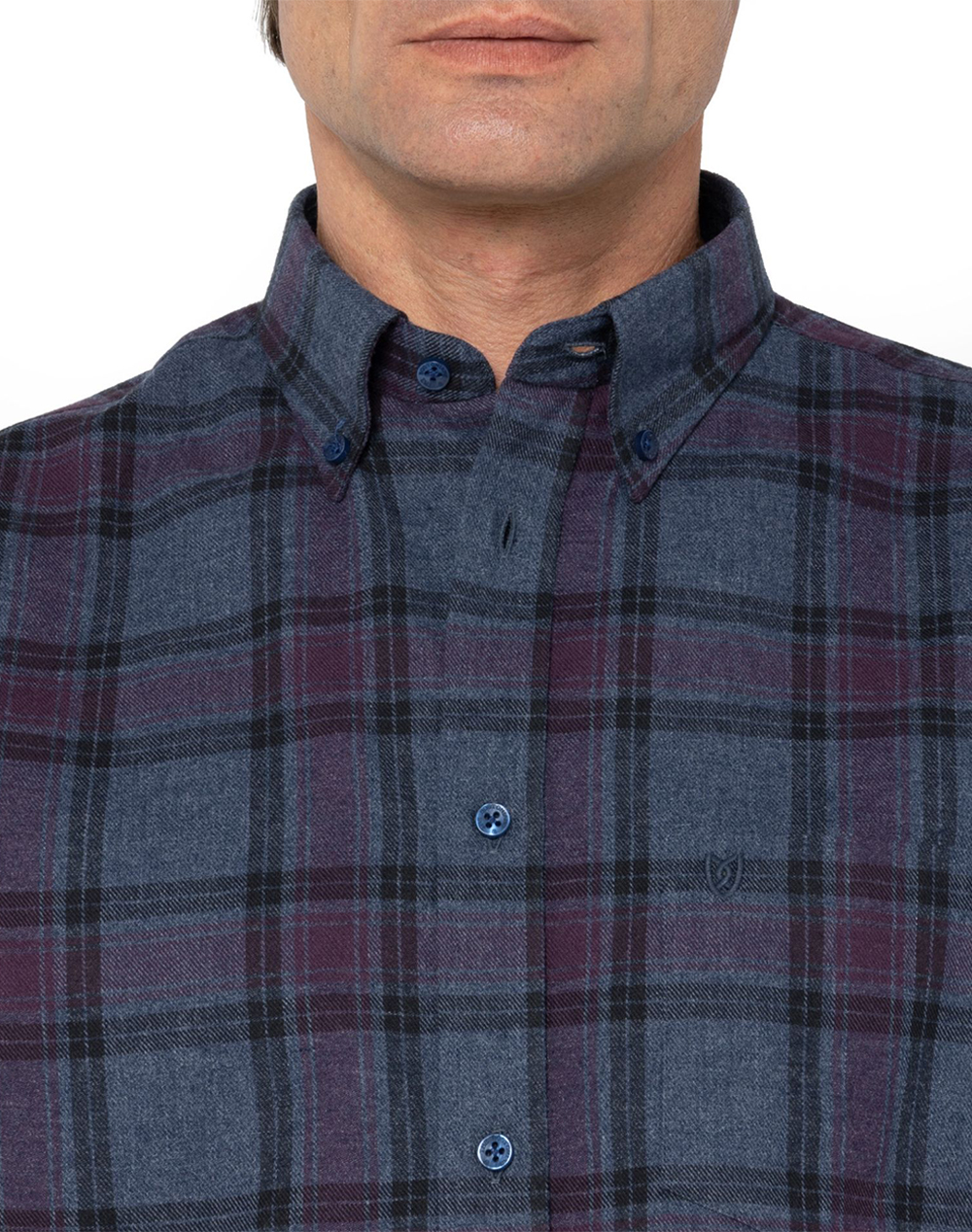 THE BOSTONIANS ΠΟΥΚΑΜΙΣΟ COPLEY FLANNEL REGULAR FIT BigCheck FLANNEL Button-down Regular FIT 3AACH8642-DARK Indigo φωτογραφία