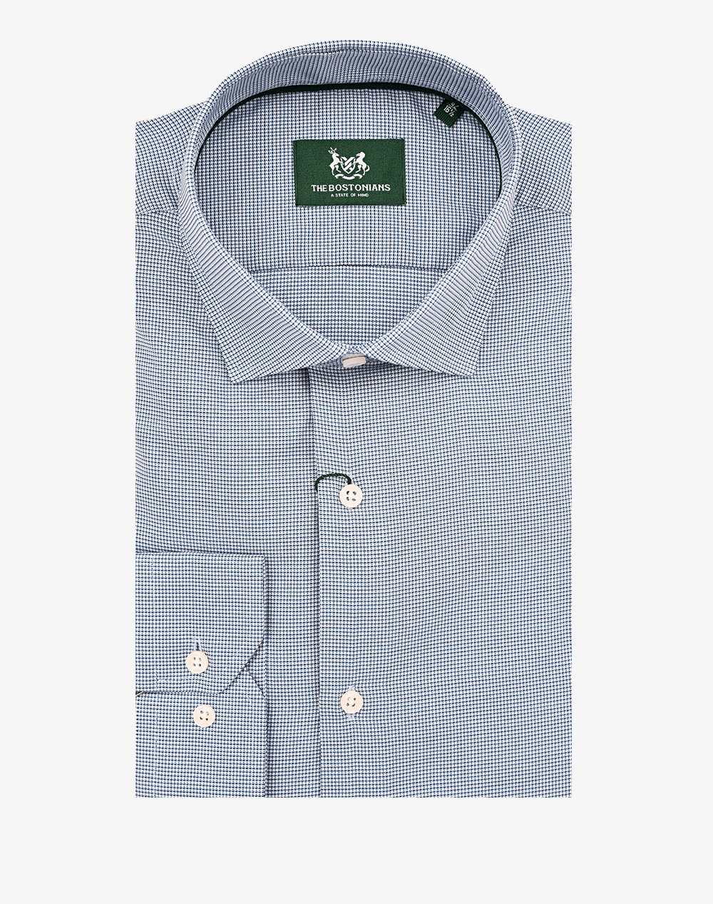 THE BOSTONIANS ΠΟΥΚΑΜΙΣΟ DOBBY CUSTOM FIT Patterned DOBBY Semi-rex Custom FIT 3ANP2450-LIGHT LightBlue