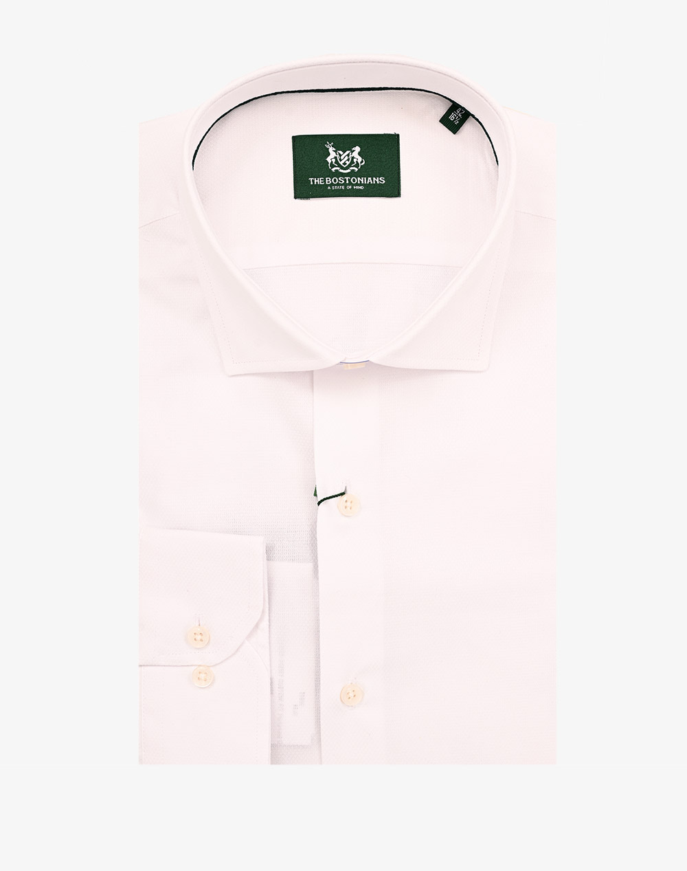 THE BOSTONIANS ΠΟΥΚΑΜΙΣΟ DOBBY CUSTOM FIT Patterned DOBBY Semi-rex Custom FIT 3ANP2440-WHITE White