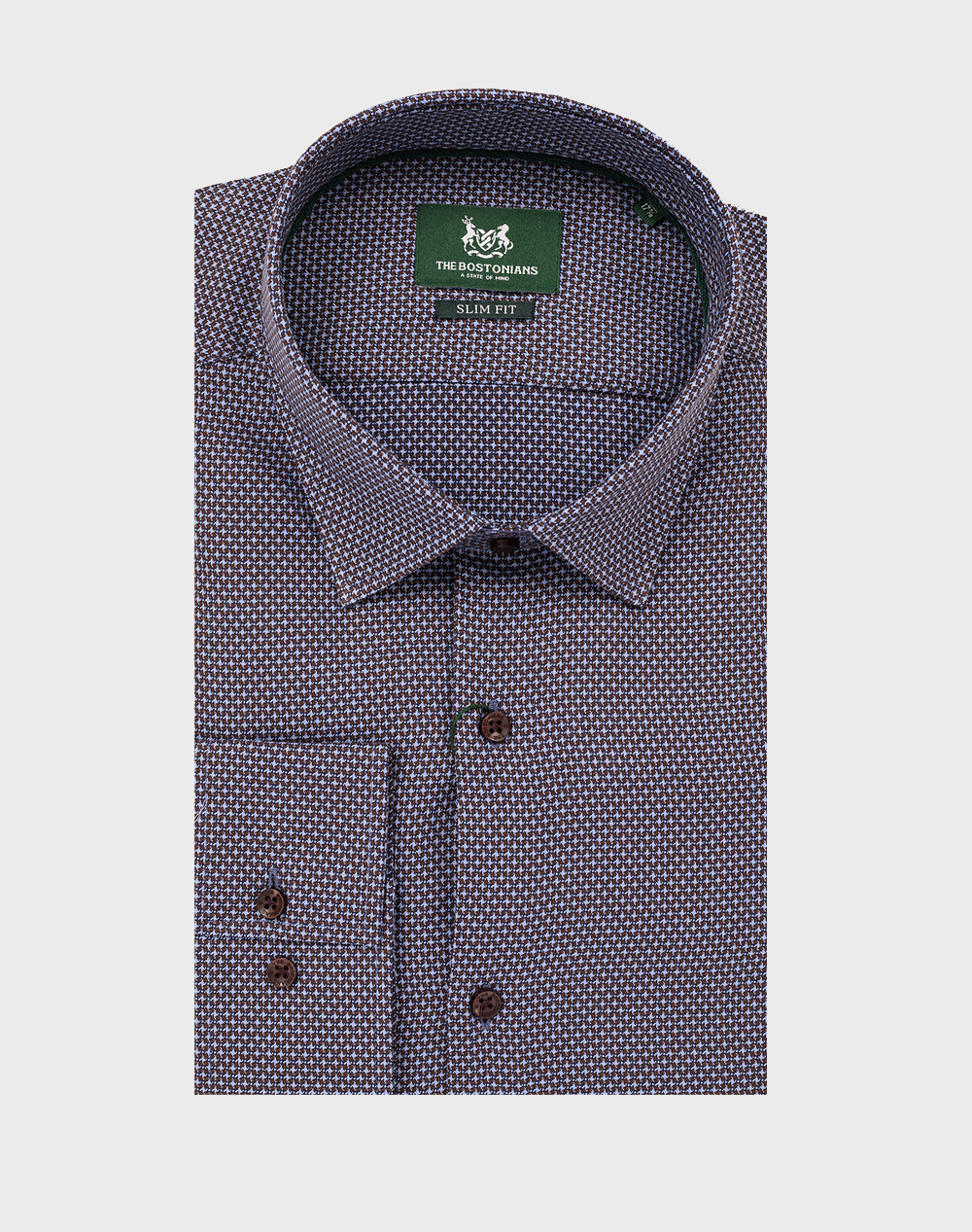 THE BOSTONIANS ΠΟΥΚΑΜΙΣΟ DOBBY SLIM FIT Patterned DOBBY Classic Slim FIT 3ACP2438-BROWN Mixed