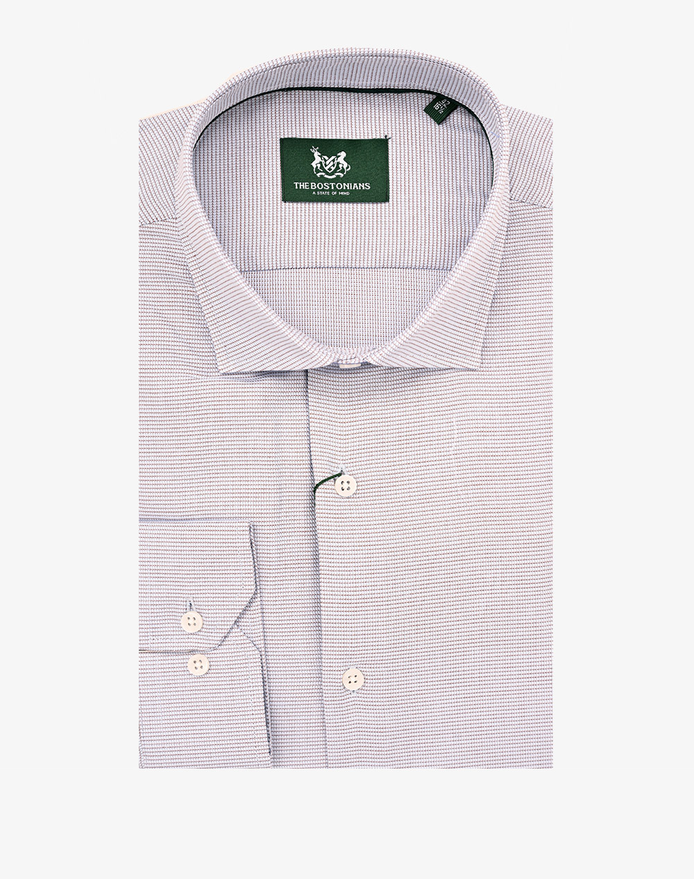 THE BOSTONIANS ΠΟΥΚΑΜΙΣΟ DOBBY CUSTOM FIT Patterned DOBBY Semi-rex Custom FIT 3ANP2432-DARK Biege