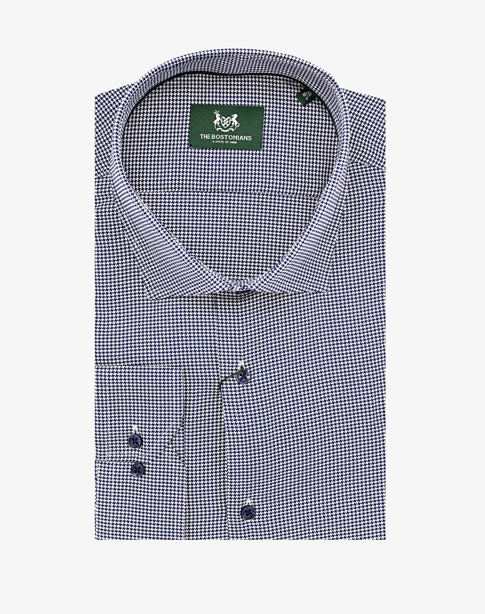 THE BOSTONIANS ΠΟΥΚΑΜΙΣΟ DOBBY CUSTOM FIT Patterned DOBBY Semi-rex Custom FIT 3ANP2439-DARK DarkBlue