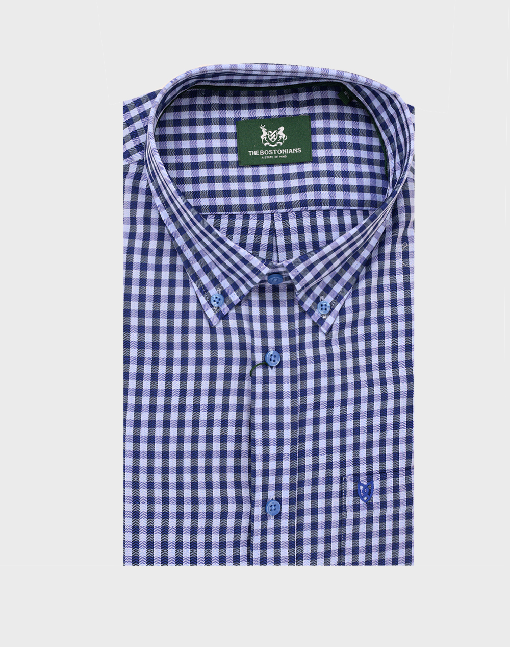 THE BOSTONIANS ΠΟΥΚΑΜΙΣΟ MAVERICK TWILL REGULAR FIT MedCheck TWILL Button-down Regular FIT 3AACH8631-SAX Blue