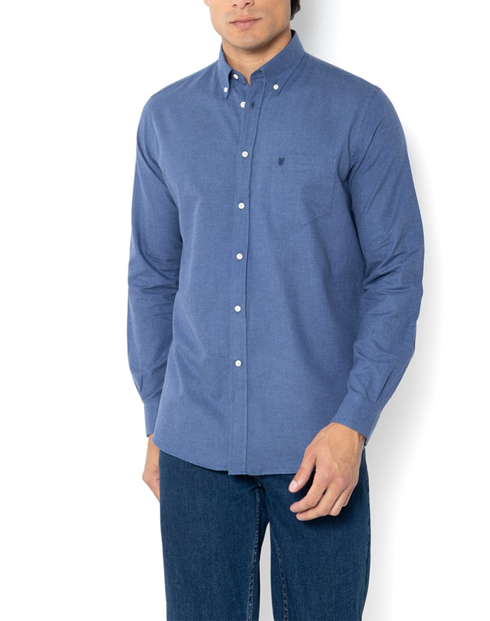 THE BOSTONIANS ΠΟΥΚΑΜΙΣΟ ΦΑΝΕΛΑ REGULAR FIT Plain FLANNEL Button-down Regular Fit 3AAP1946-INDIGO Indigo