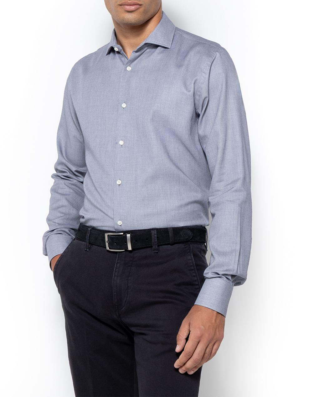 THE BOSTONIANS ΠΟΥΚΑΜΙΣΟ DOBBY CUSTOM FIT Patterned DOBBY Semi-rex Custom FIT 3ANP2420-BLUE LightBlue