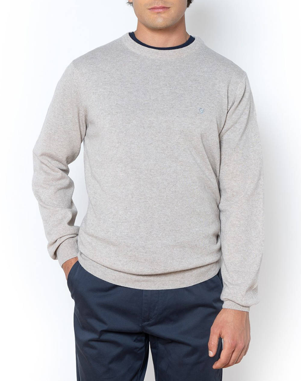 THE BOSTONIANS ΠΛΕΚΤΟ LAMBSWOOL ΛΑΙΜΟΚΟΨΗ REGULAR FIT 3MR00012-ECRU Ecru