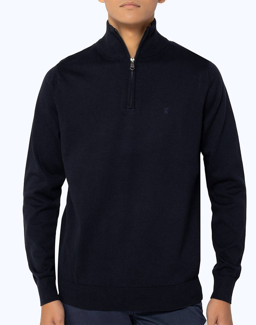 THE BOSTONIANS ΠΛΕΚΤΟ ΒΑΜΒΑΚΕΡΟ HALF-ZIP REGULAR FIT 3MO1009-NAVY DarkBlue