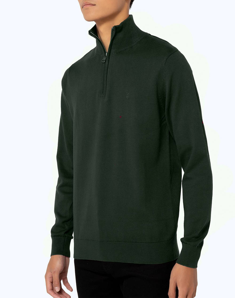 THE BOSTONIANS ΠΛΕΚΤΟ ΒΑΜΒΑΚΕΡΟ HALF-ZIP REGULAR FIT 3MO1009-DARK DarkGreen