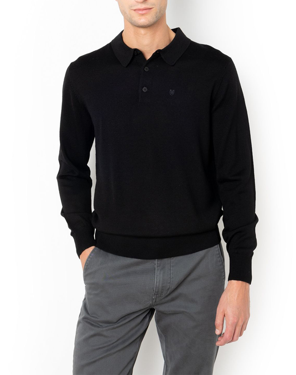 THE BOSTONIANS ΠΛΕΚΤΟ MERINO POLO REGULAR FIT 3MP1001-BLACK Black