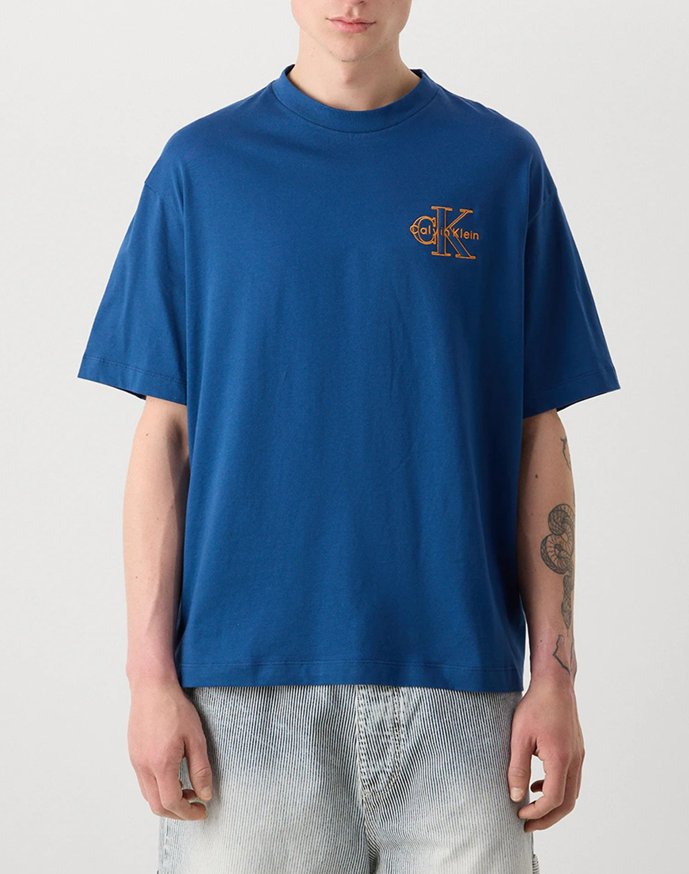 CALVIN KLEIN JEANS A- SS REL SEASONAL MONOLOGO TEE LV04RC856G-C3I Blue