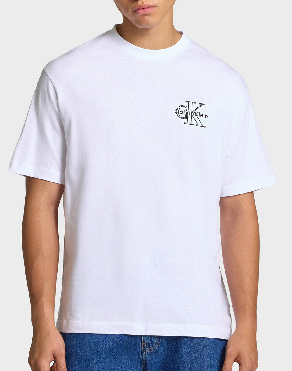 CALVIN KLEIN JEANS A- SS REL SEASONAL MONOLOGO TEE LV04RC856G-YAA White