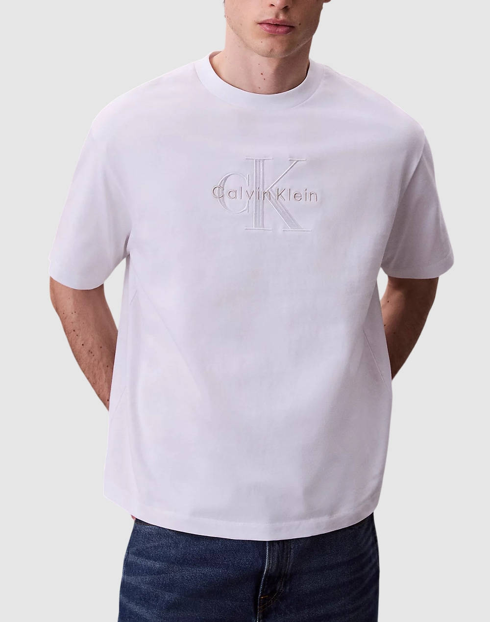 CALVIN KLEIN SS HI LOW EMB 16S JERSEY CN TEE LV04RB295G-YAA White