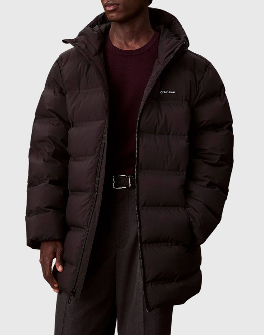 CALVIN KLEIN LS BONDED CHNNLD LONG HOODED PUF LV04LD516G-UB1 Black