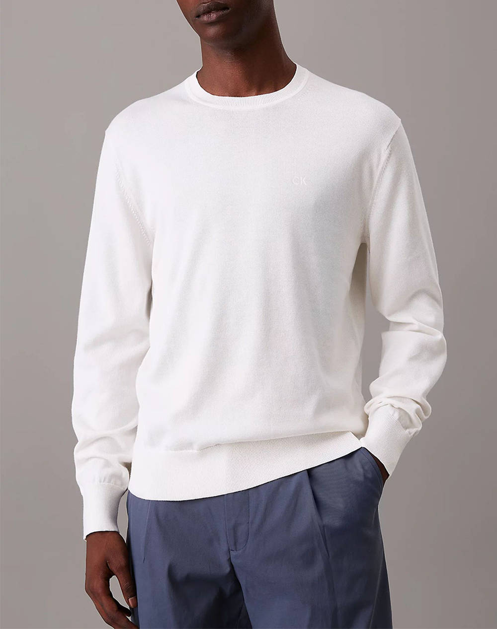 CALVIN KLEIN LS SUPIMA COTTON CREWNK SWEATER LV040BM343-YAS OffWhite