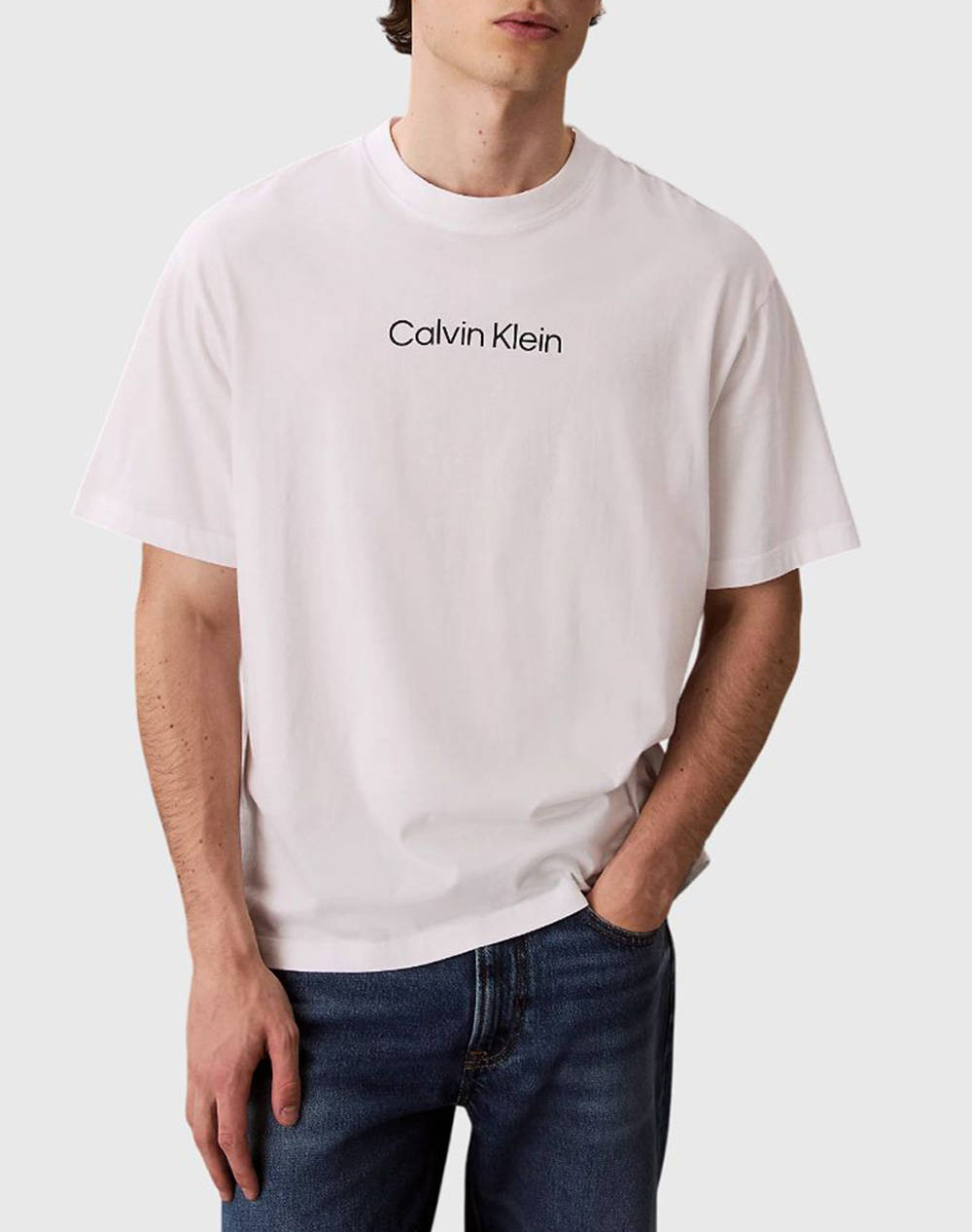 CALVIN KLEIN SS STANDARD LOGO 30S CREWNK TEE LV04LD230G-YAF White