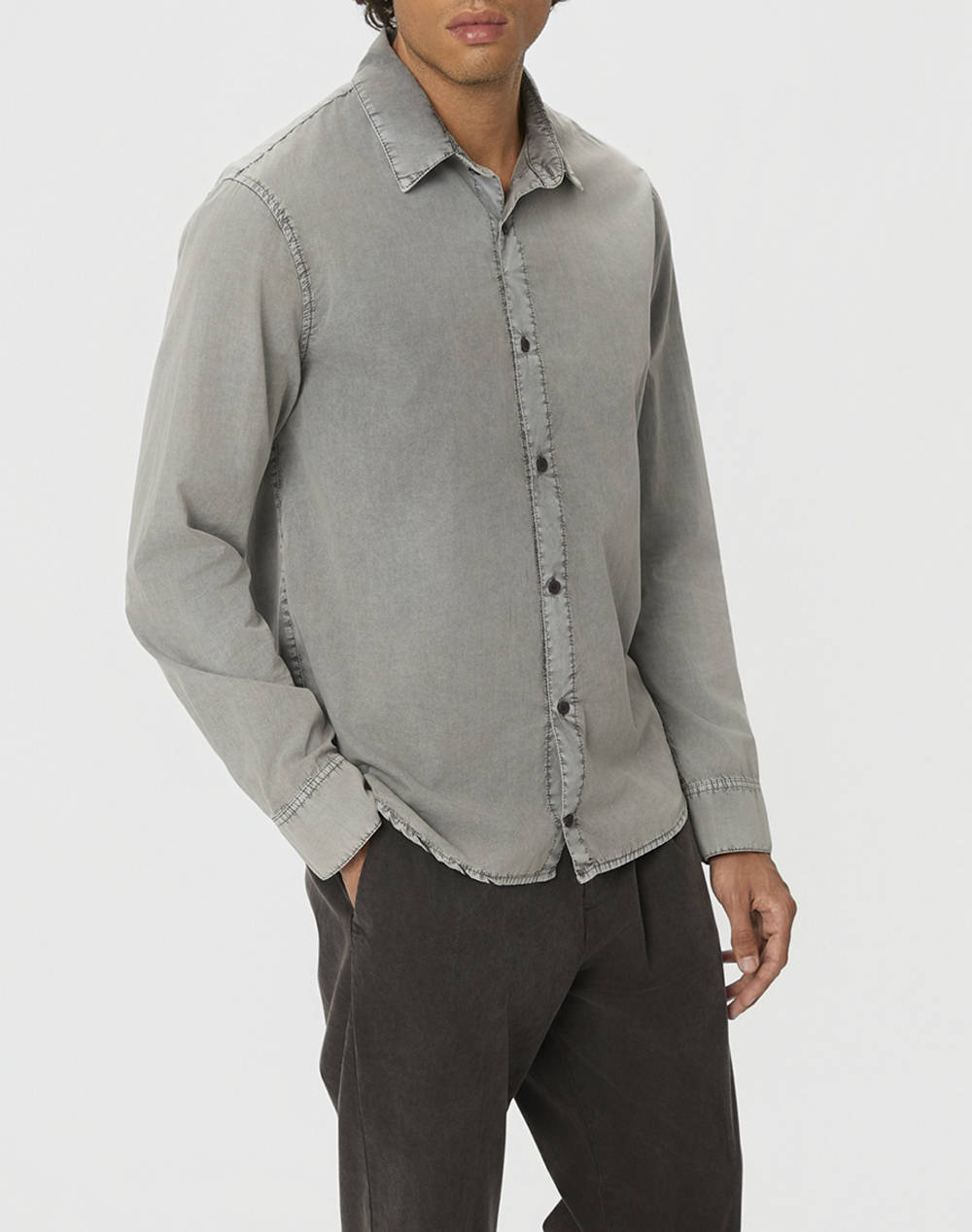 DIRTY LAUNDRY REGULAR FIT BUTTONED SHIRT DLMS000139-VINTAGE GREY LightGray φωτογραφία