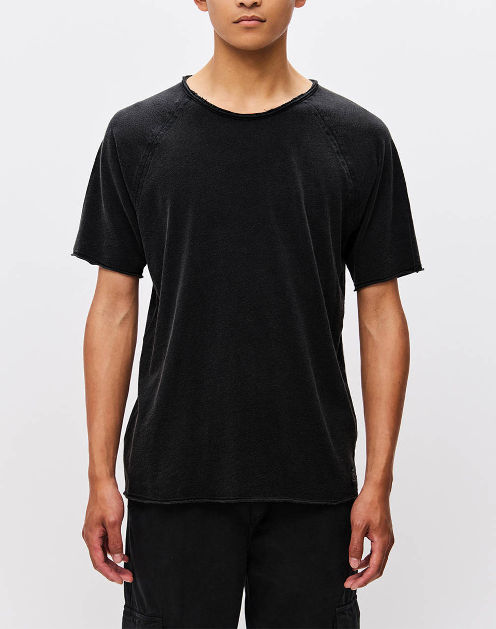 DIRTY LAUNDRY THE RAGLAN SLUB T-SHIRT DLMT000643-BLACK Black