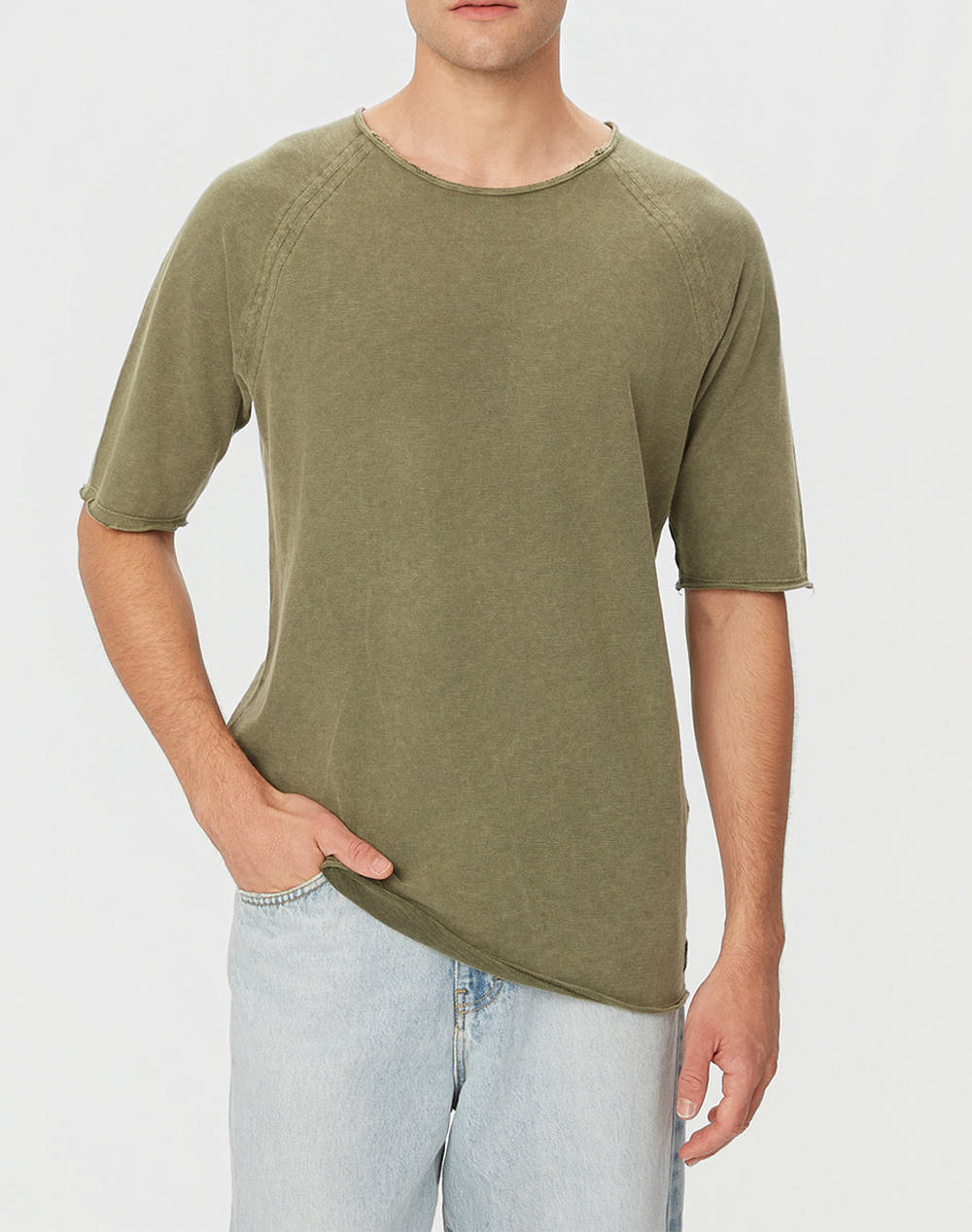 DIRTY LAUNDRY THE RAGLAN SLUB T-SHIRT DLMT000643-Vintage Khaki Khaki