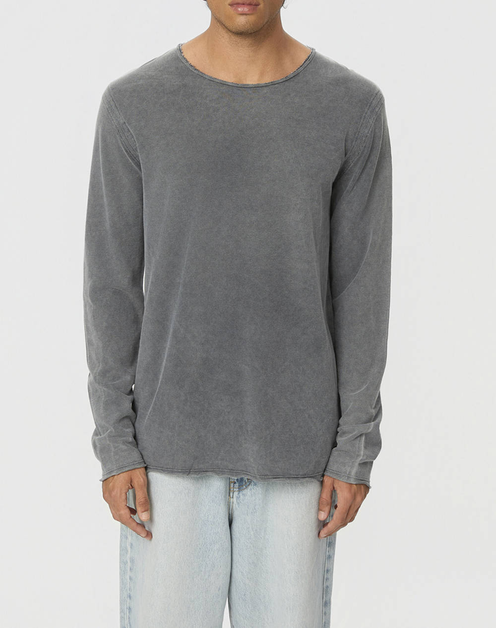DIRTY LAUNDRY Raw Edges Longsleeve DLML000168-VINTAGE GREY DarkSlateGrey