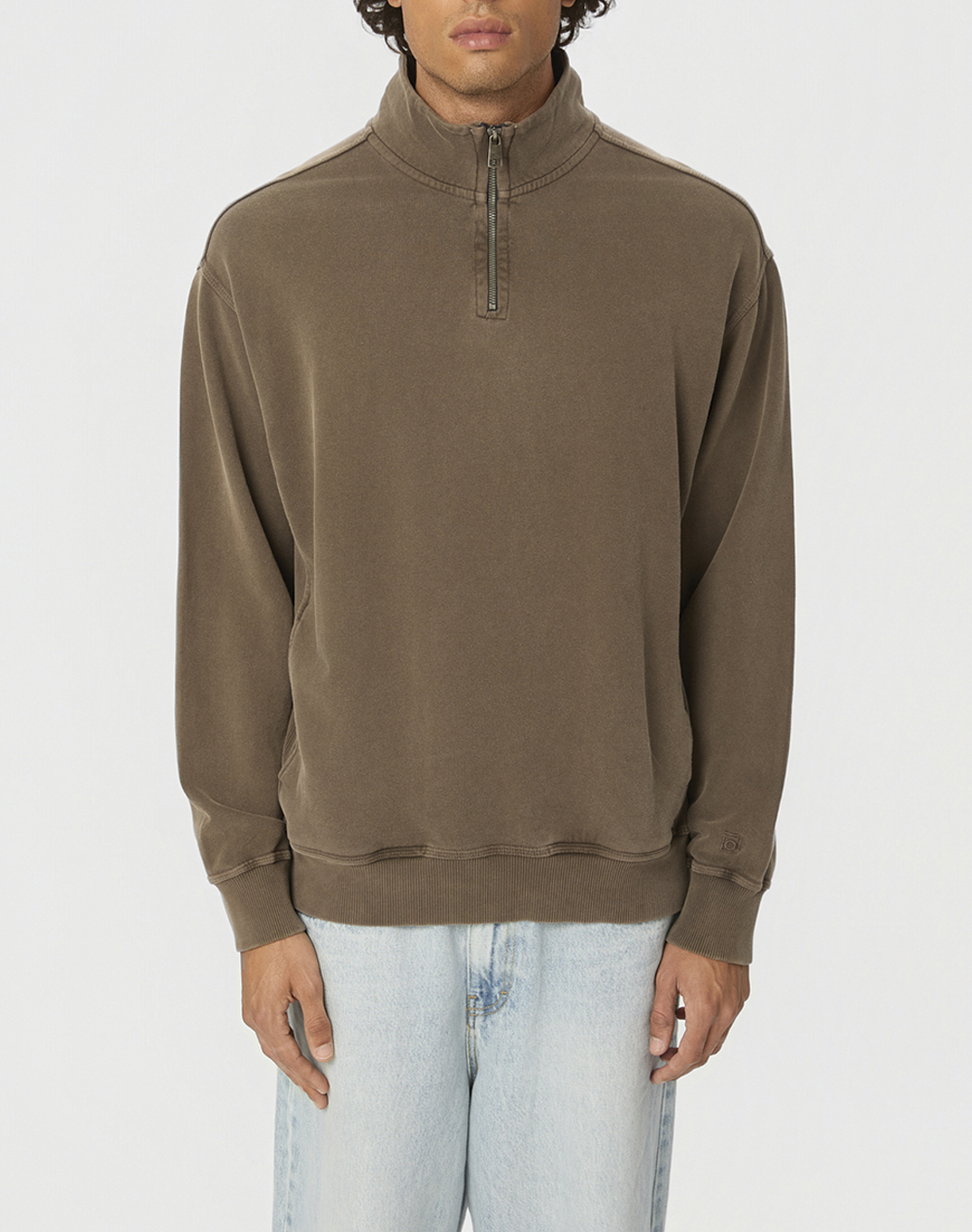 DIRTY LAUNDRY DROPPED SHOULDER HALF-ZIP CREWNECK DLMC000146-VINTAGE MOCHA Cappuccino