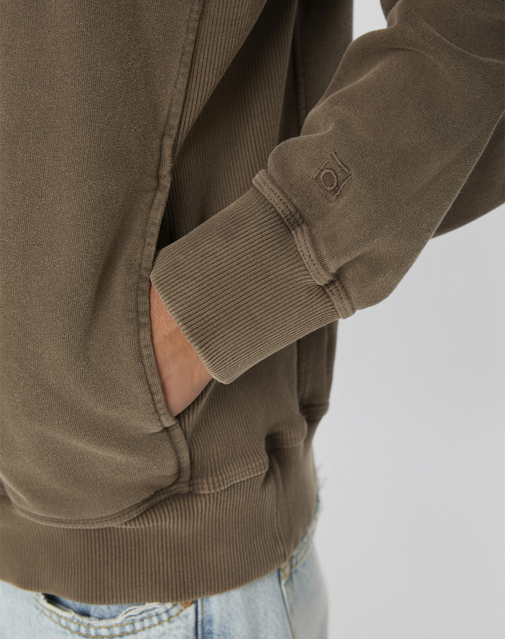 DIRTY LAUNDRY DROPPED SHOULDER HALF-ZIP CREWNECK DLMC000146-VINTAGE MOCHA Cappuccino φωτογραφία