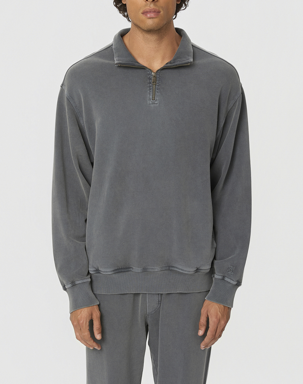 DIRTY LAUNDRY DIRTY LAUNDRY DROPPED SHOULDER HALF-ZIP CREWNECK DLMC000146-VINTAGE GREY Gray