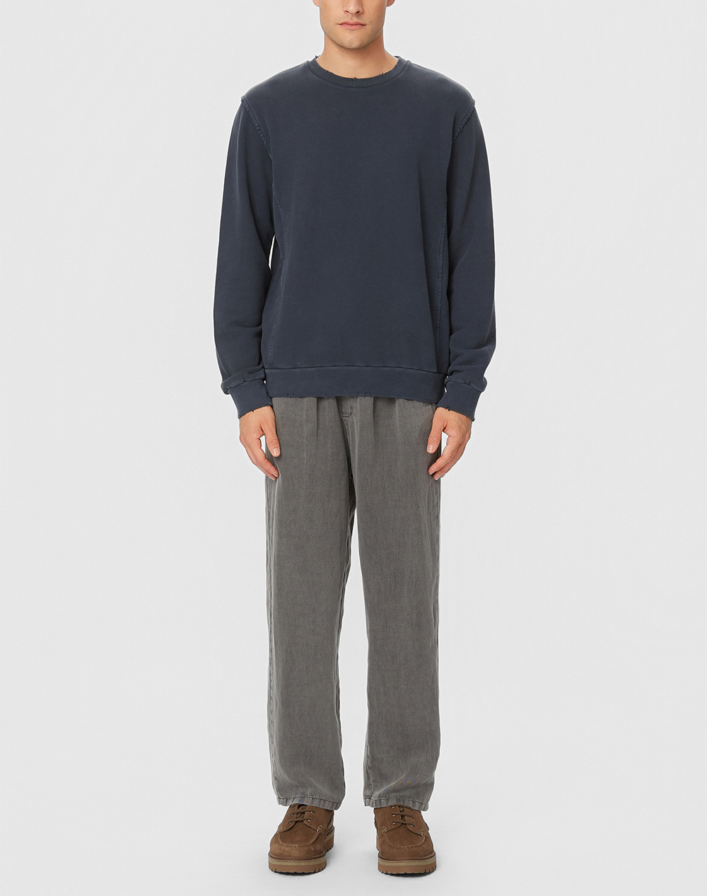 DIRTY LAUNDRY REGULAR CREWNECK WITH DESTROYS DLMC000136-VINTAGE BLUE DarkBlue φωτογραφία