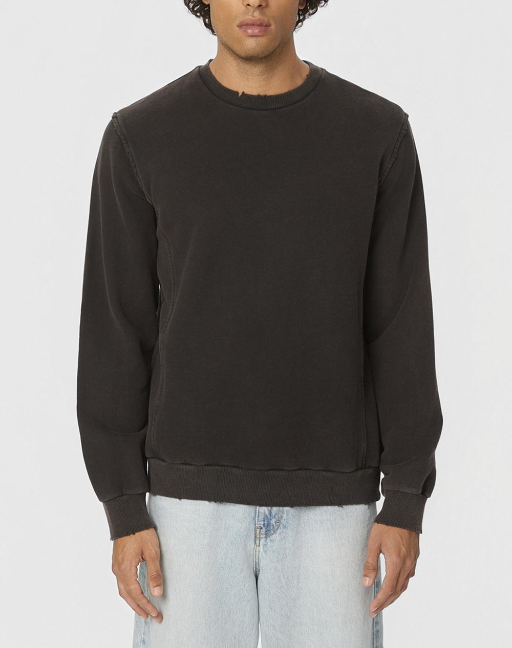 DIRTY LAUNDRY DIRTY LAUNDRY REGULAR CREWNECK WITH DESTROYS DLMC000136-VINTAGE BLACK JetBlack