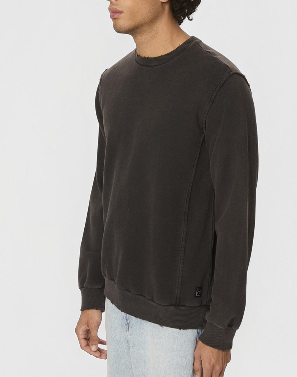 DIRTY LAUNDRY REGULAR CREWNECK WITH DESTROYS DLMC000136-VINTAGE BLACK JetBlack φωτογραφία