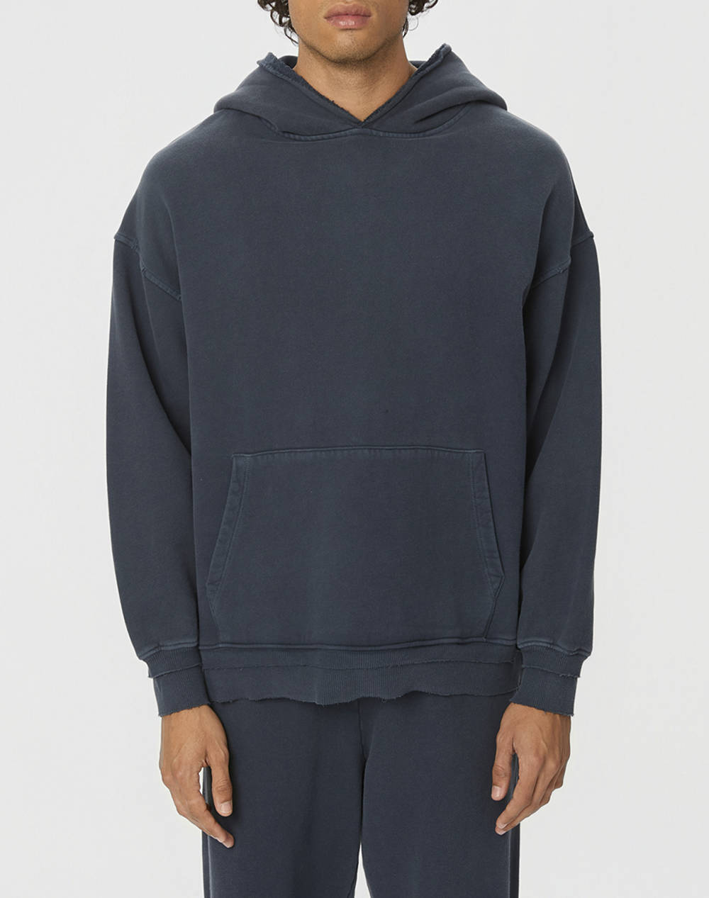 DIRTY LAUNDRY DIRTY LAUNDRY RELAXED HOODIE WITH RIB DETAILS DLMH000146-VINTAGE BLUE Blue