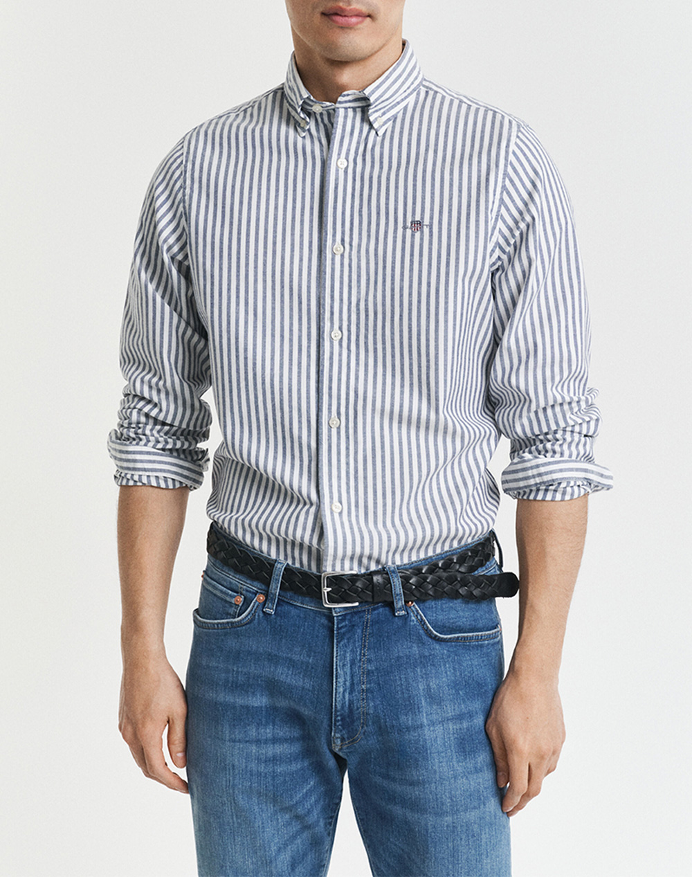 GANT ΠΟΥΚΑΜΙΣΟ ΜΜ SLIM OXFORD STRETCH STRIPE SHIRT 3G3250236-423 SteelBlue