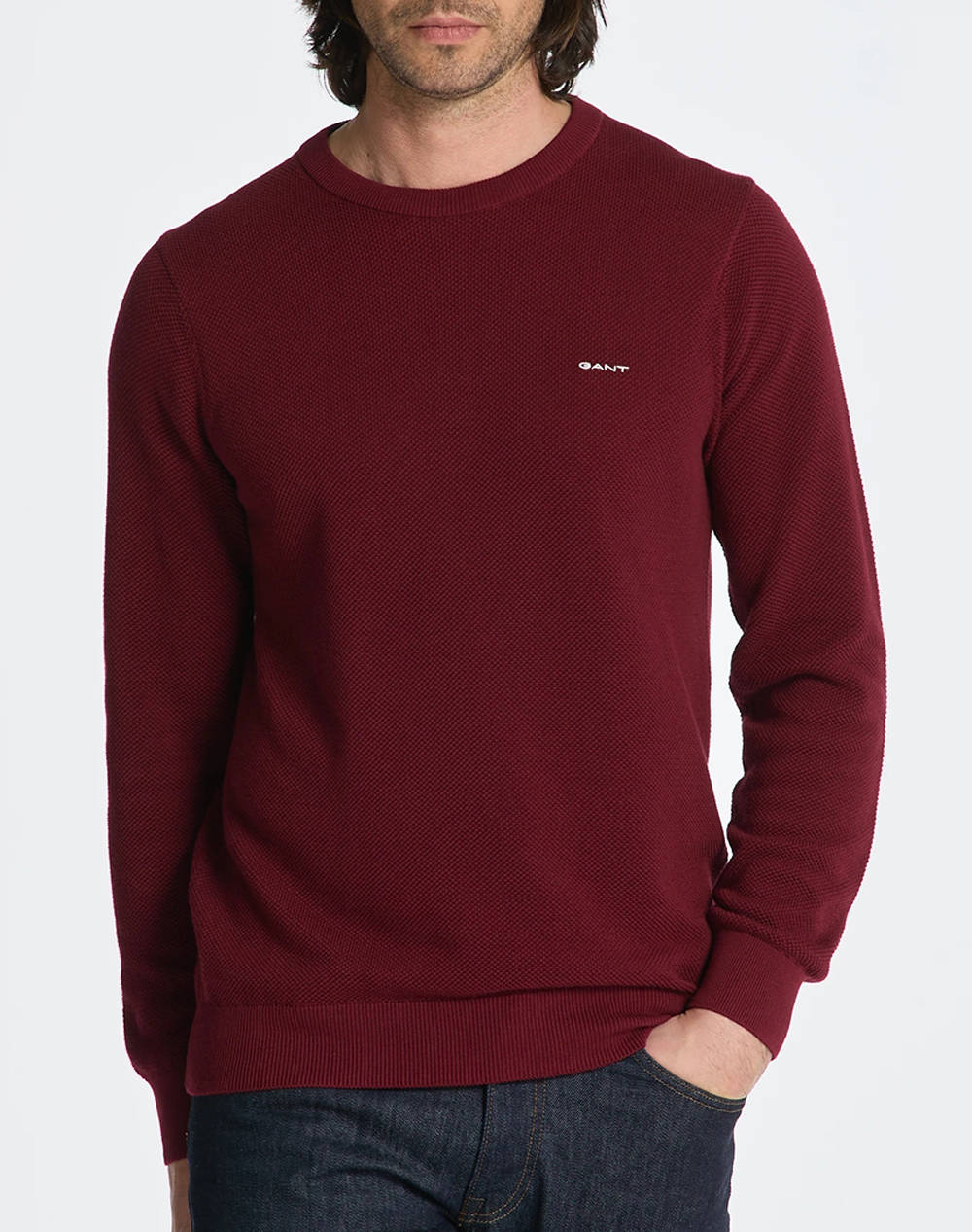 GANT ΠΟΥΛΟΒΕΡ ΜΜ COTTON PIQUE C-NECK 3G8040521-604 Bordeux