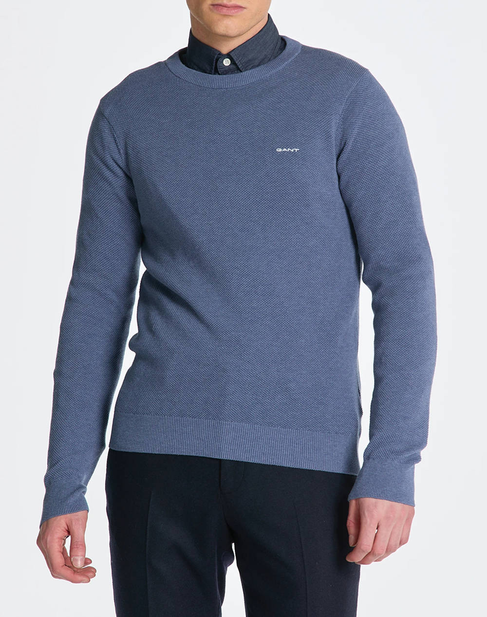 GANT ΠΟΥΛΟΒΕΡ ΜΜ COTTON PIQUE C-NECK 3G8040521-906 SteelBlue